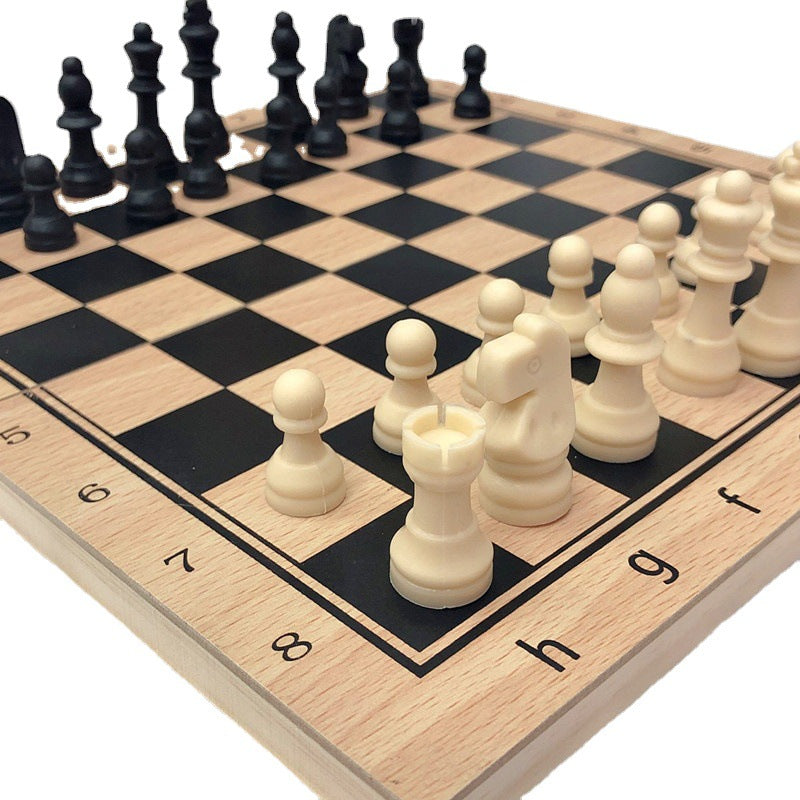 3-in-1 Premium Wooden Chess, Checkers, & Backgammon Set