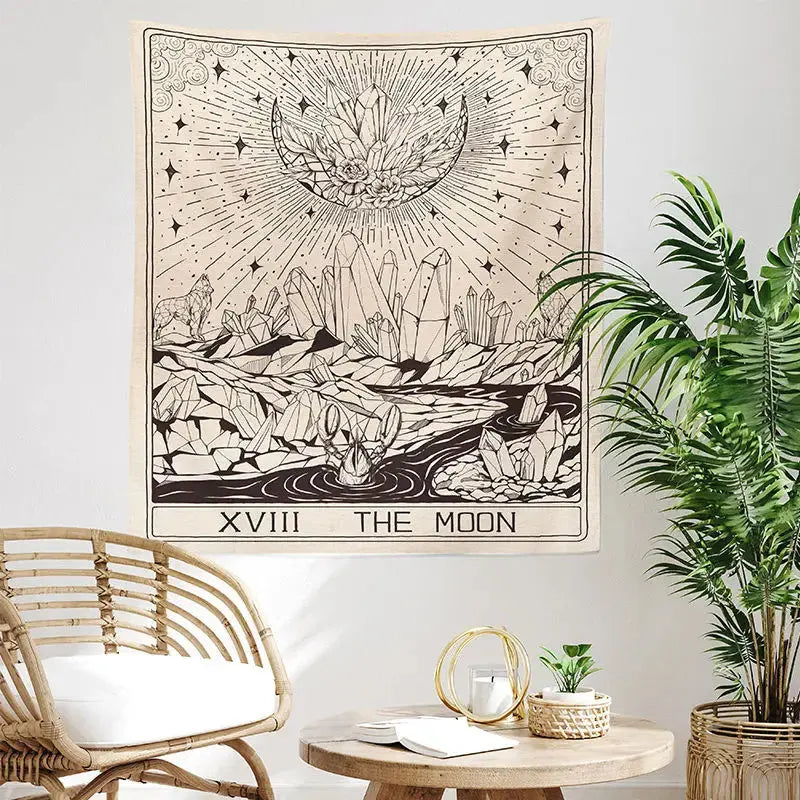 Celestial Tarot Moon Print Tapestry | Mystical Wall Art Decor Anakha H. Nyx