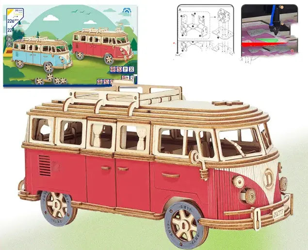 Wooden 3D Camper Red Anakha H. Nyx