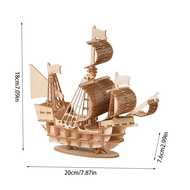 3D Wooden Sailboat Puzzle