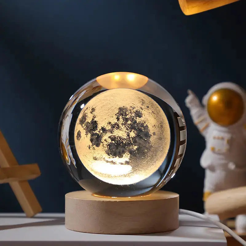 3D Laser-Engraved Cosmic Crystal Ball | Glowing Lunar & Solar System Desk Lamp Anakha H. Nyx