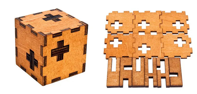The Swiss Cube: Premium Wooden Kongming Lock Architectural Puzzle Anakha H. Nyx