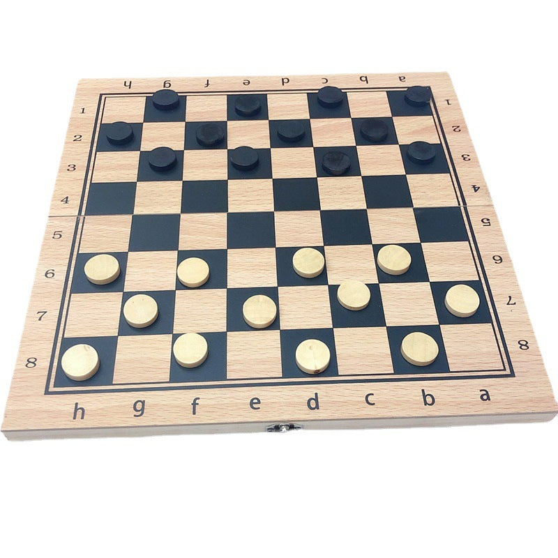 3-in-1 Premium Wooden Chess, Checkers, & Backgammon Set