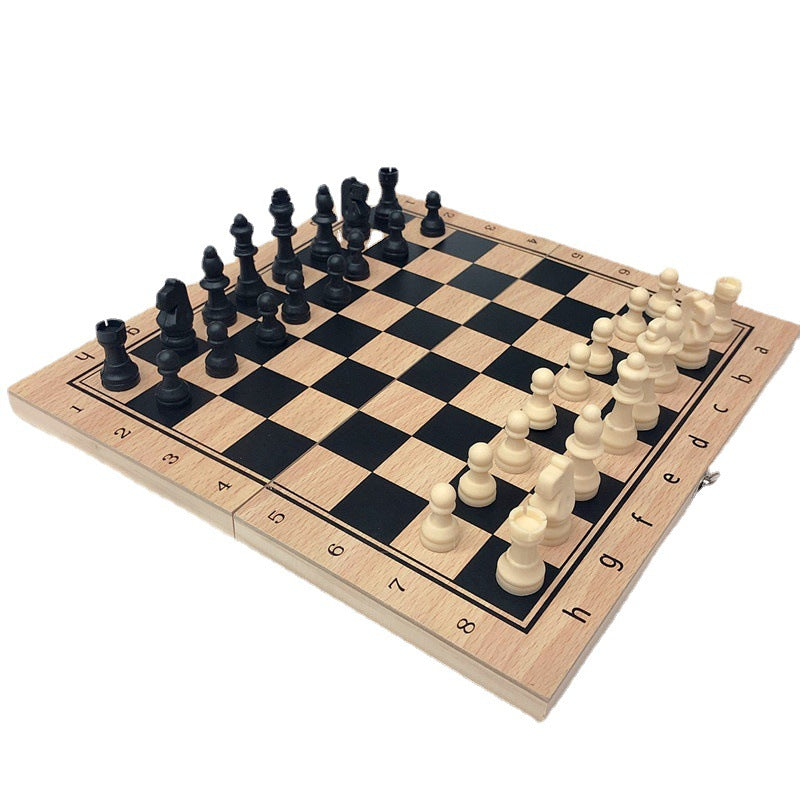 3-in-1 Premium Wooden Chess, Checkers, & Backgammon Set