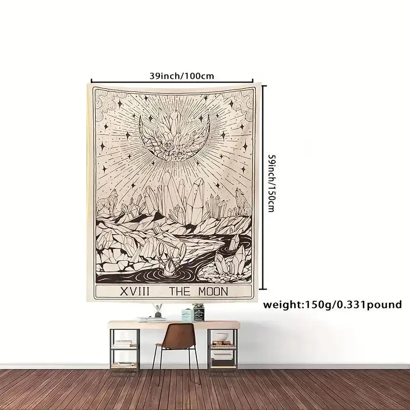 Celestial Tarot Moon Print Tapestry | Mystical Wall Art Decor Anakha H. Nyx