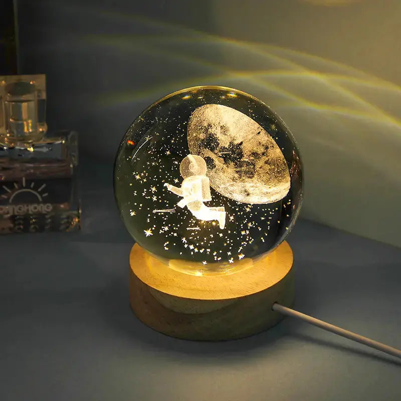 3D Laser-Engraved Cosmic Crystal Ball | Glowing Lunar & Solar System Desk Lamp Anakha H. Nyx