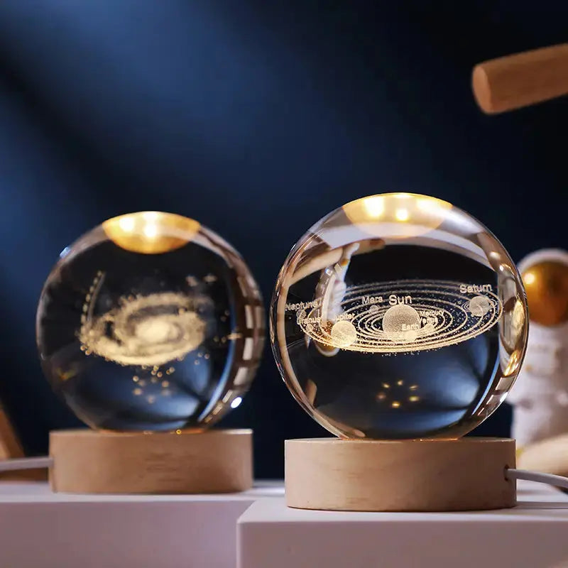 3D Laser-Engraved Cosmic Crystal Ball | Glowing Lunar & Solar System Desk Lamp Anakha H. Nyx