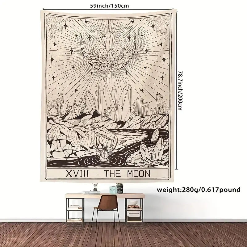 Celestial Tarot Moon Print Tapestry | Mystical Wall Art Decor Anakha H. Nyx